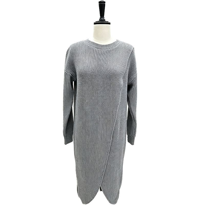 Asymmetrical cross knit dress