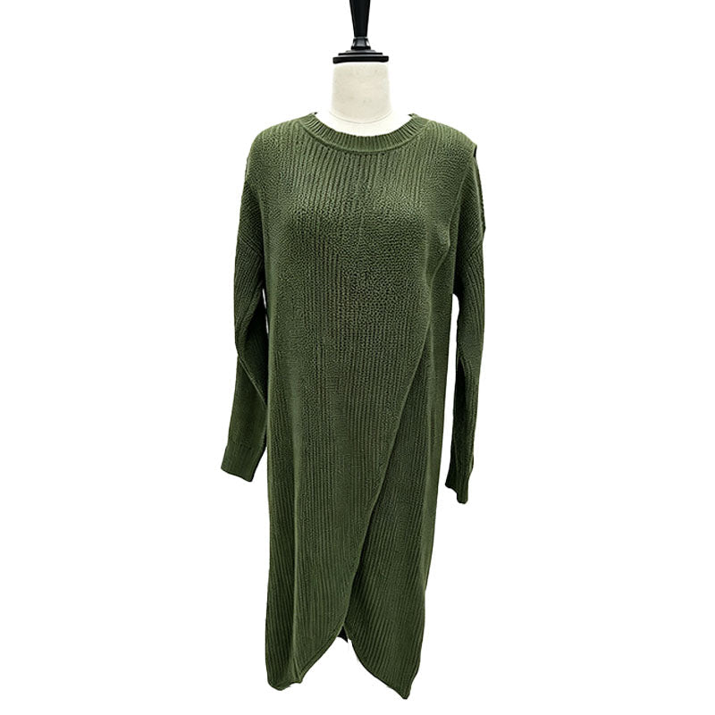 Asymmetrical cross knit dress