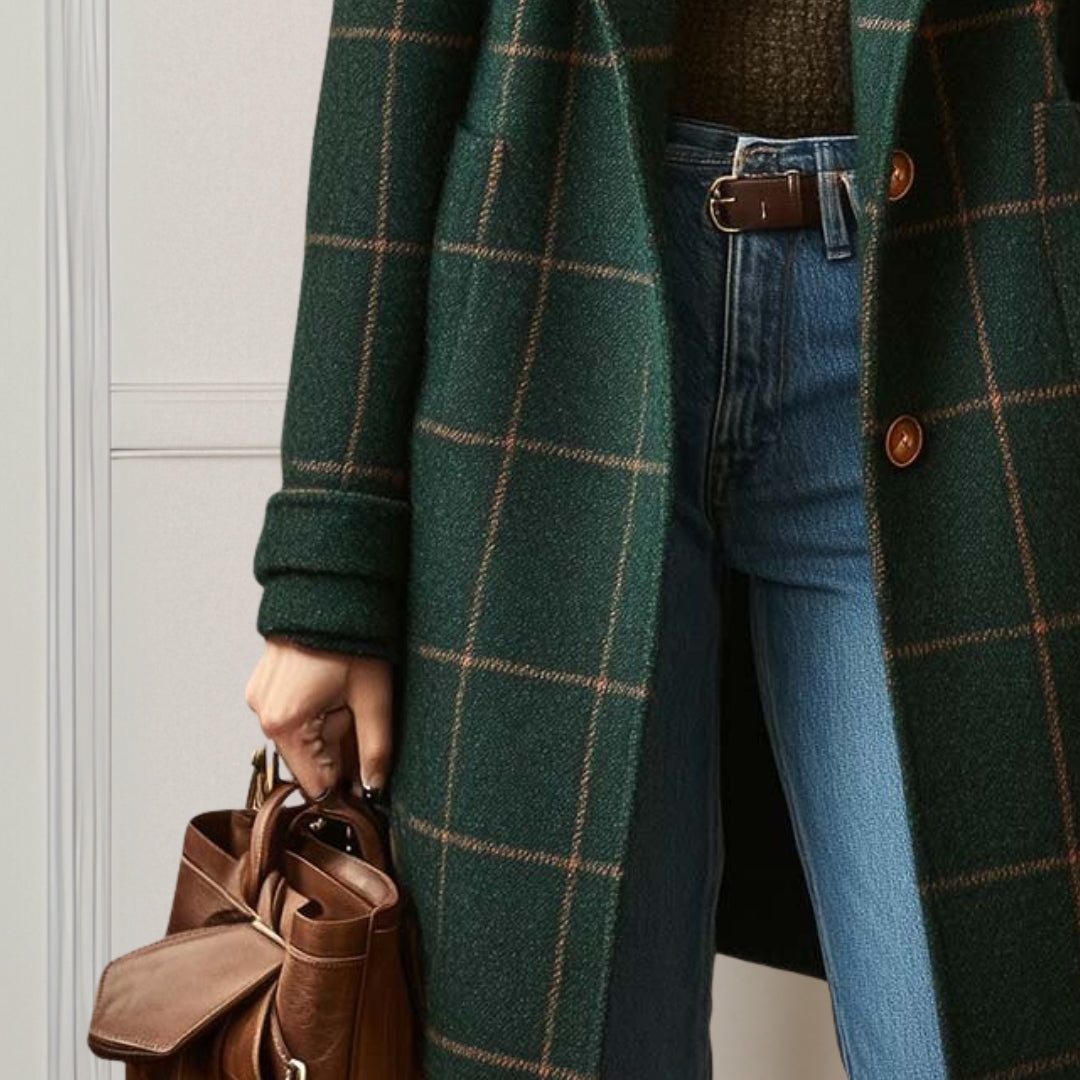 Wilshire | Long Tweed Plaid Coat