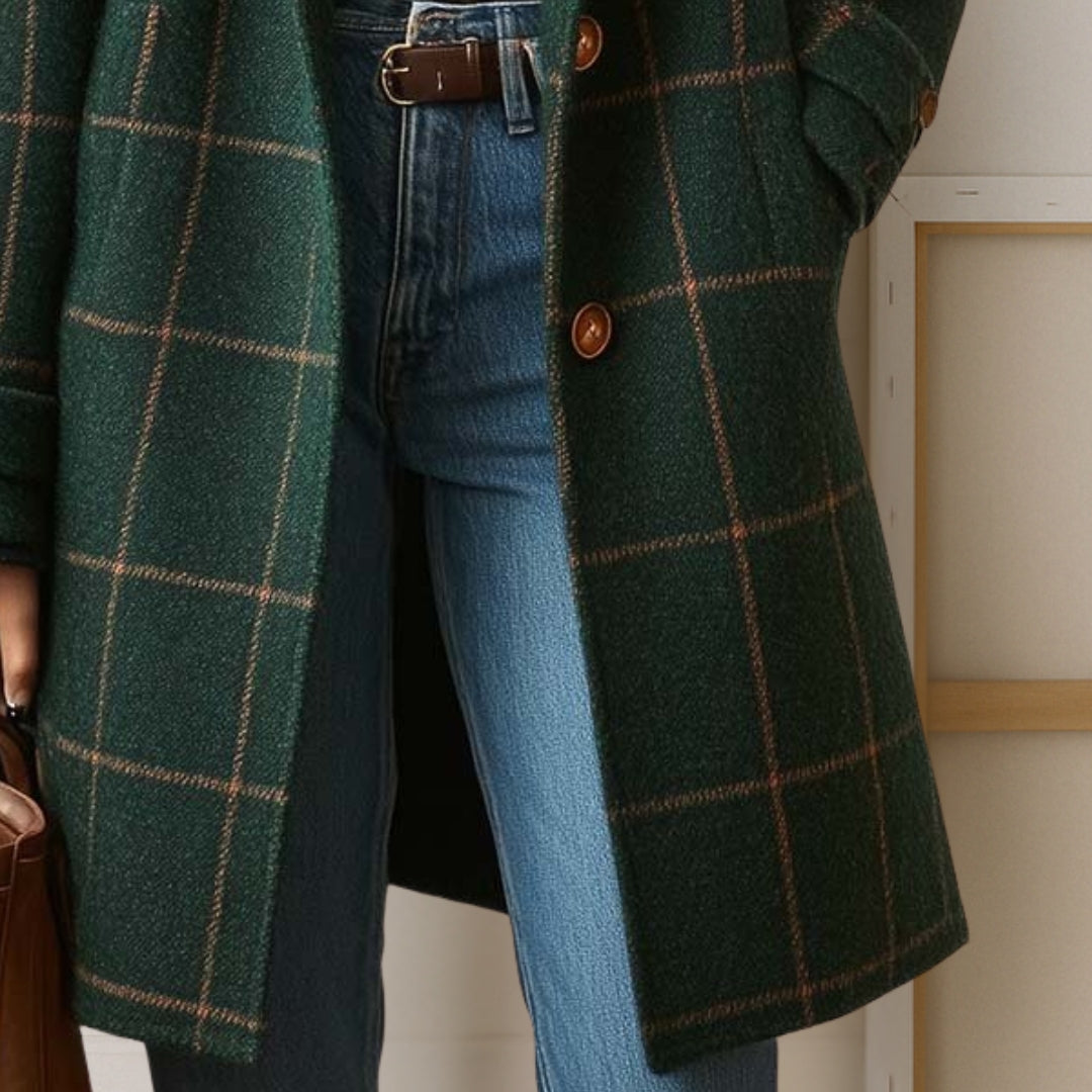 Wilshire | Long Tweed Plaid Coat