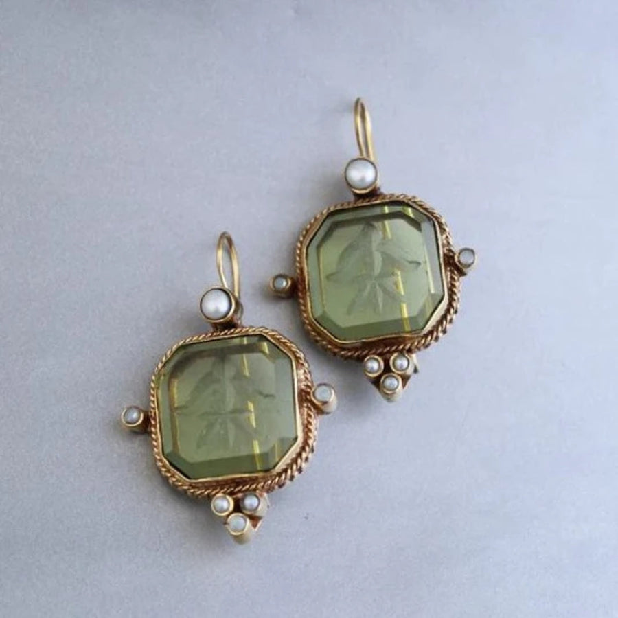 Retro Emerald Crystal Earrings