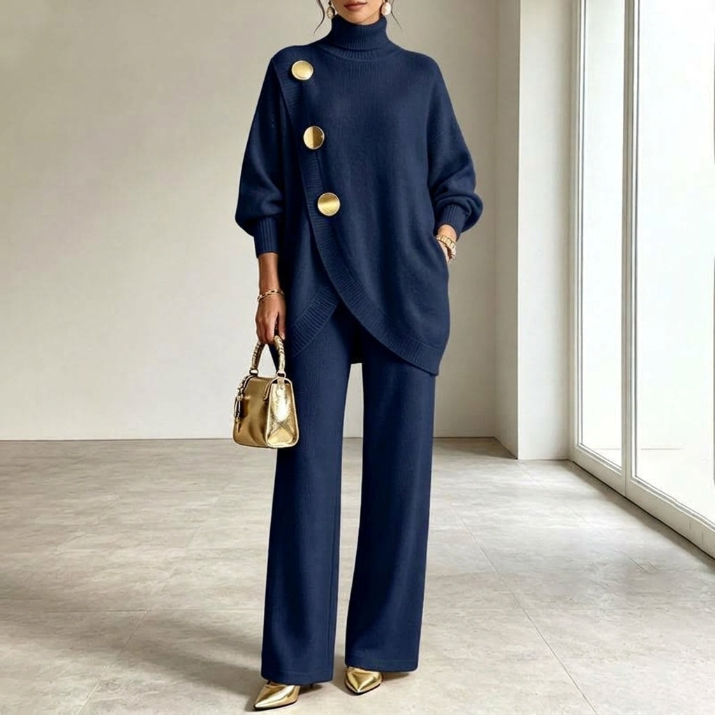 Noa | Conjunto de punto: jersey cuello alto y pantalón ancho