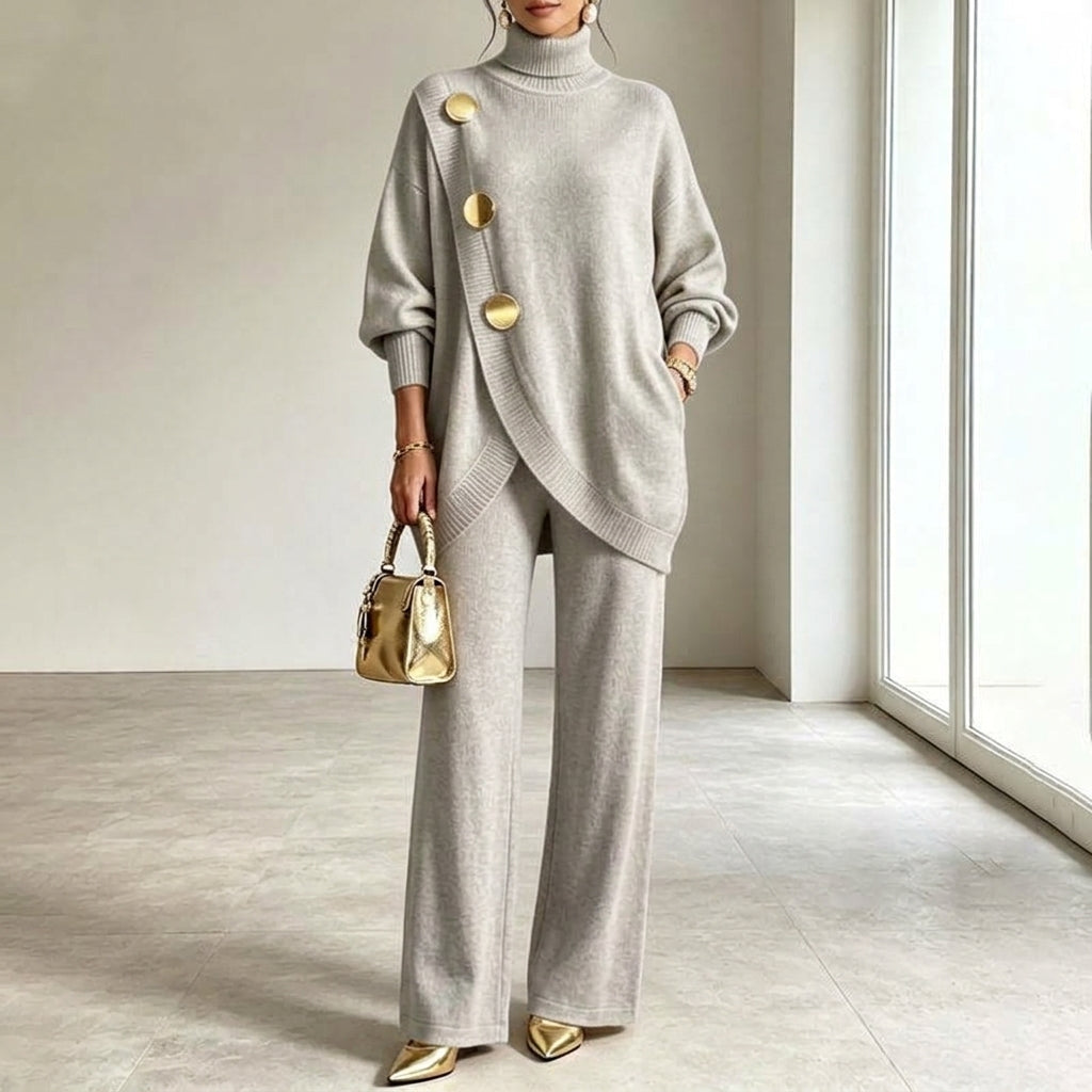 Noa | Conjunto de punto: jersey cuello alto y pantalón ancho