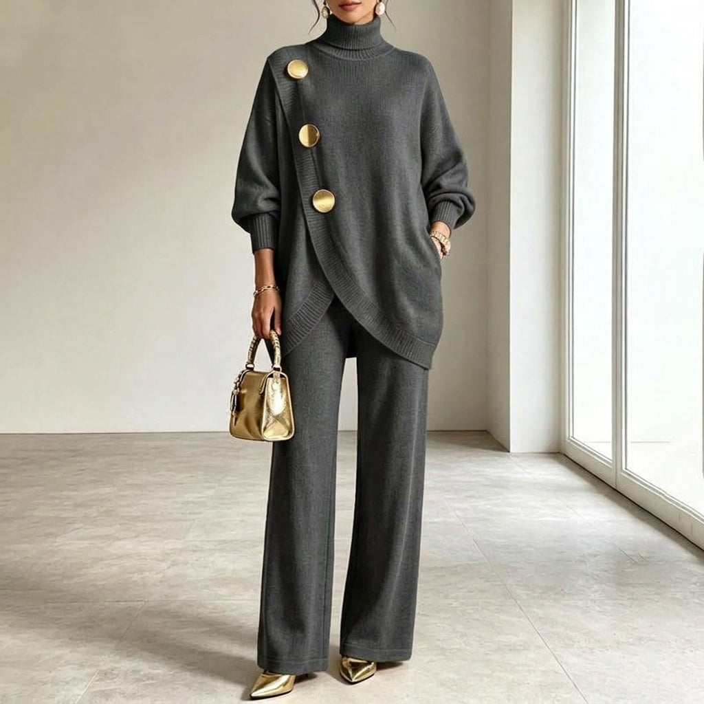 Noa | Conjunto de punto: jersey cuello alto y pantalón ancho