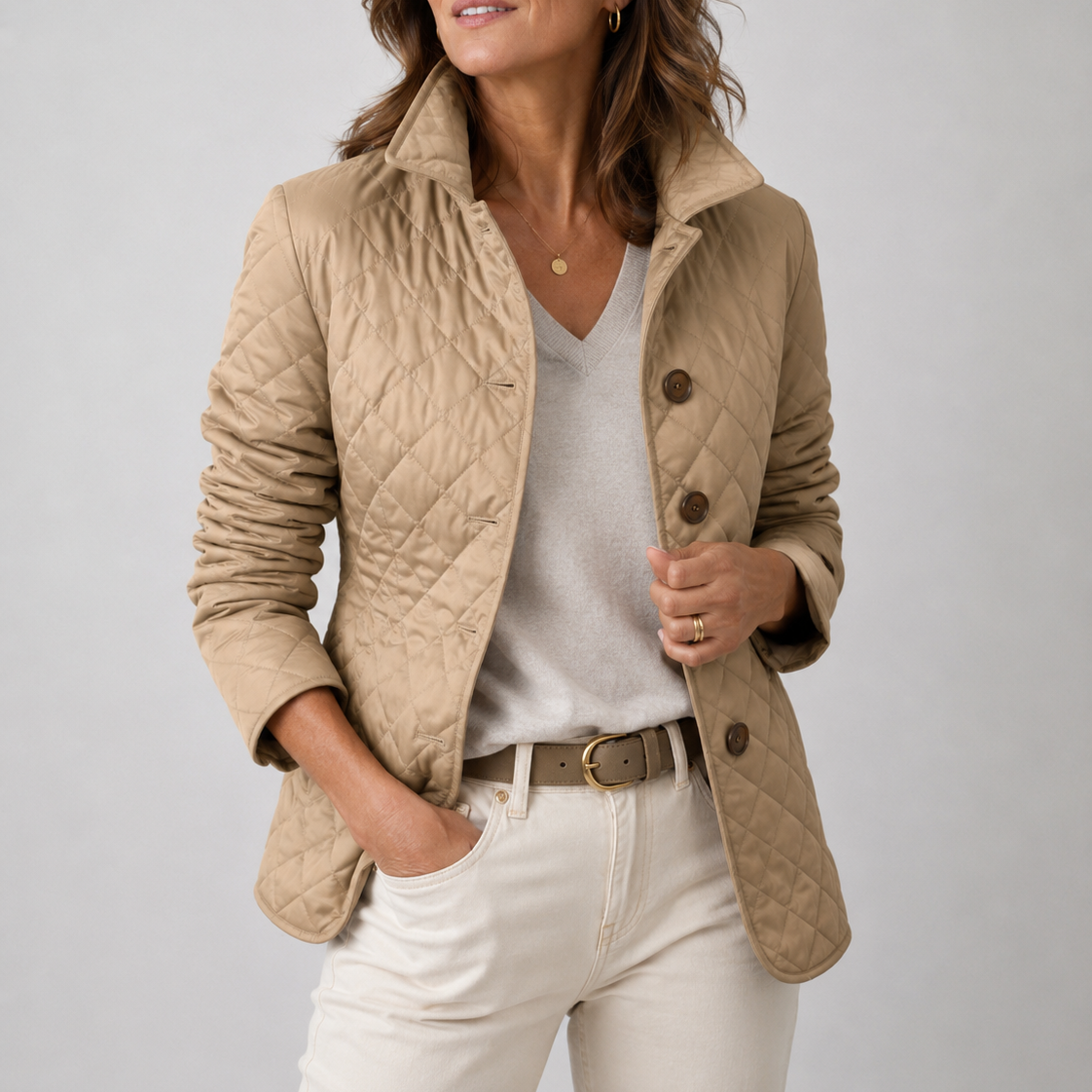 Loredana | Lightweight Puffer Jacket with Stand-Up Collar