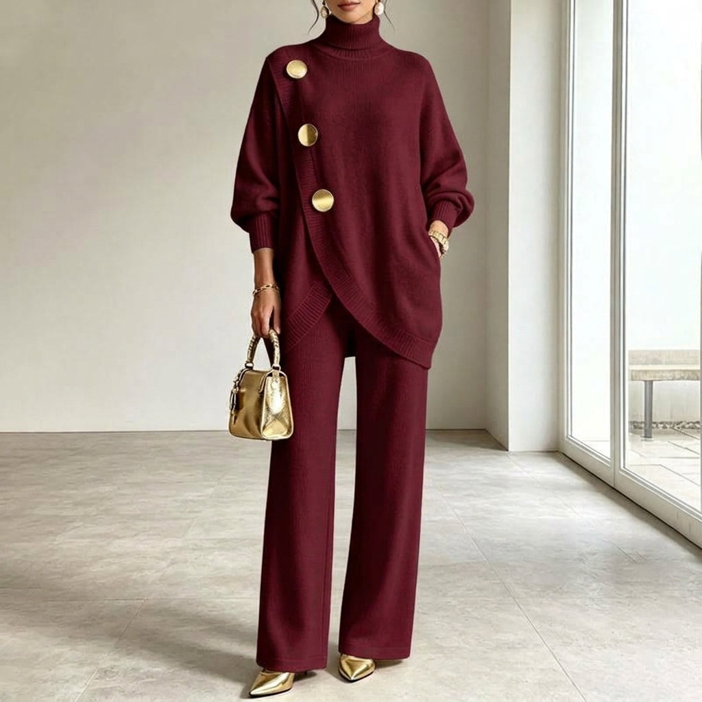 Noa | Knit Turtleneck Sweater & Wide-Leg Pants Set