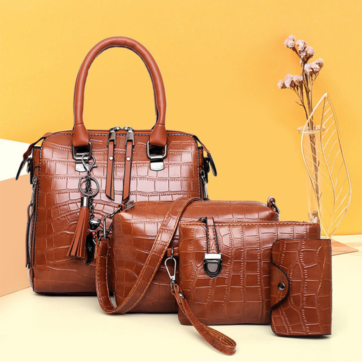 Elvira - Crocodile Bag Set Four Pieces
