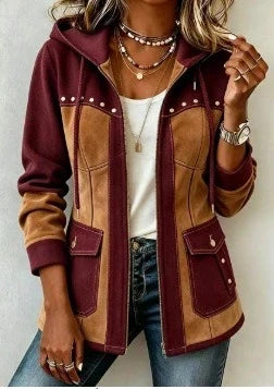 Véronique Mixed-Material Hooded Jacket
