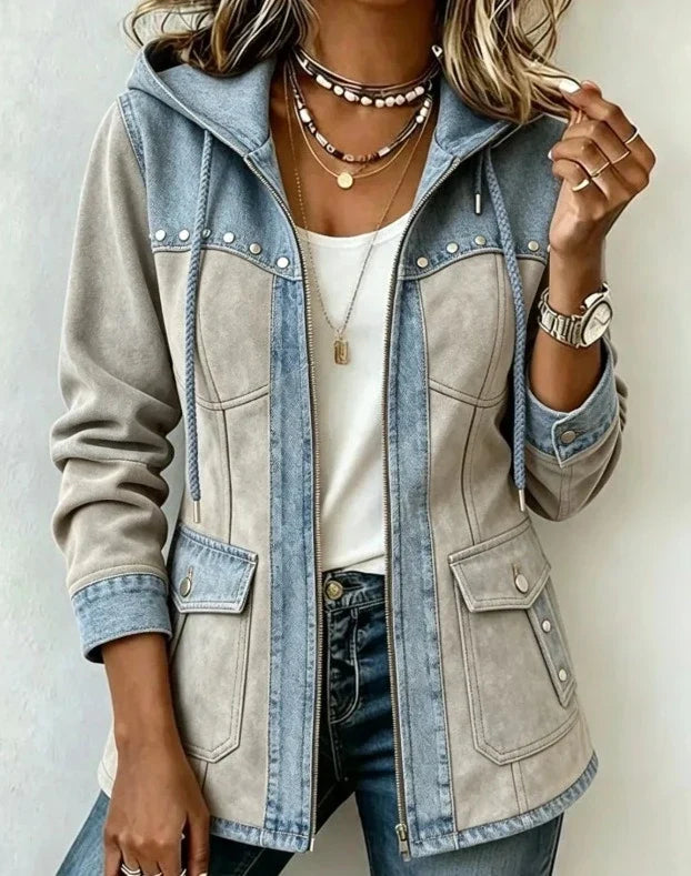 Véronique Mixed-Material Hooded Jacket