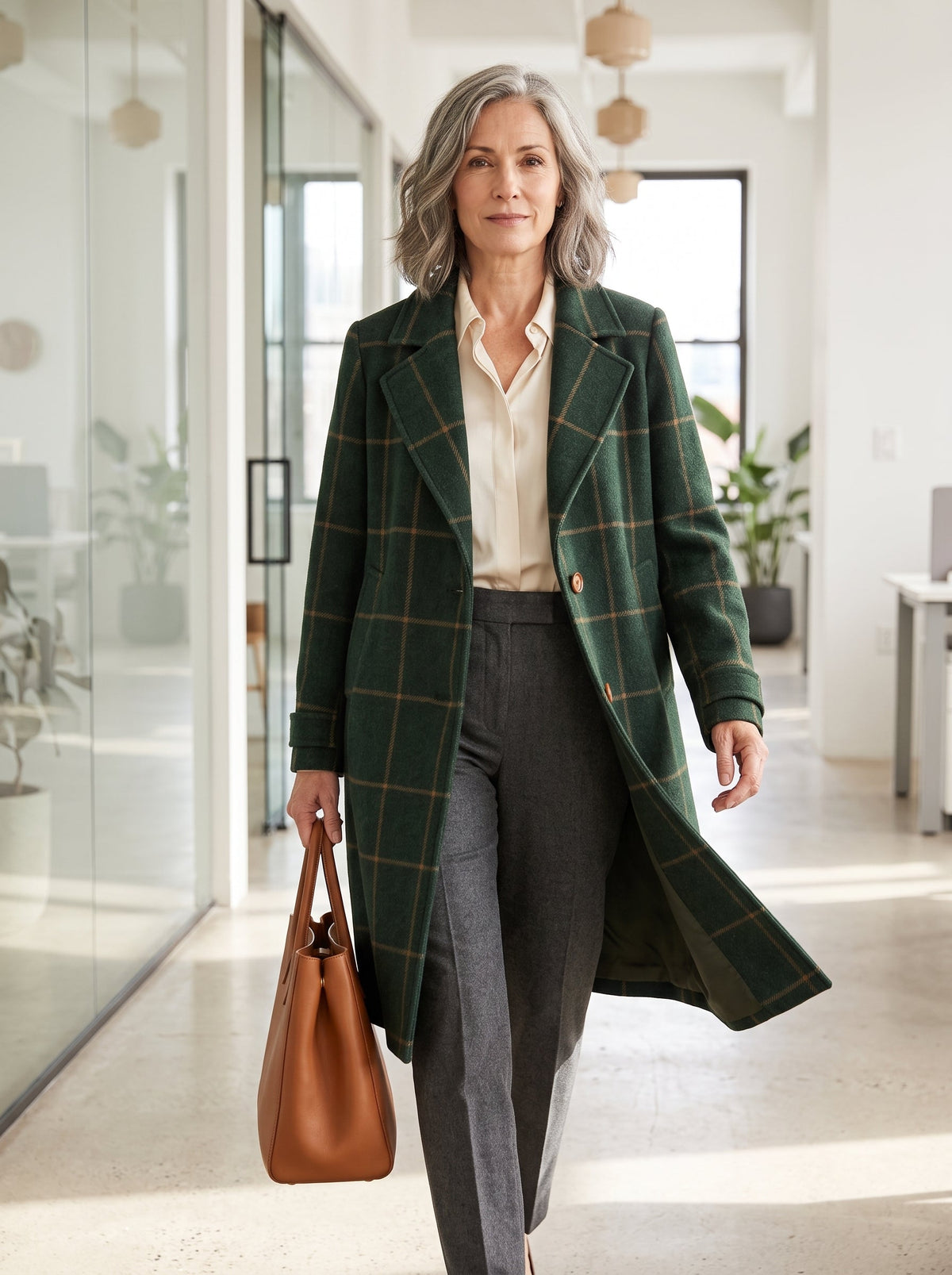 Wilshire | Long Tweed Plaid Coat