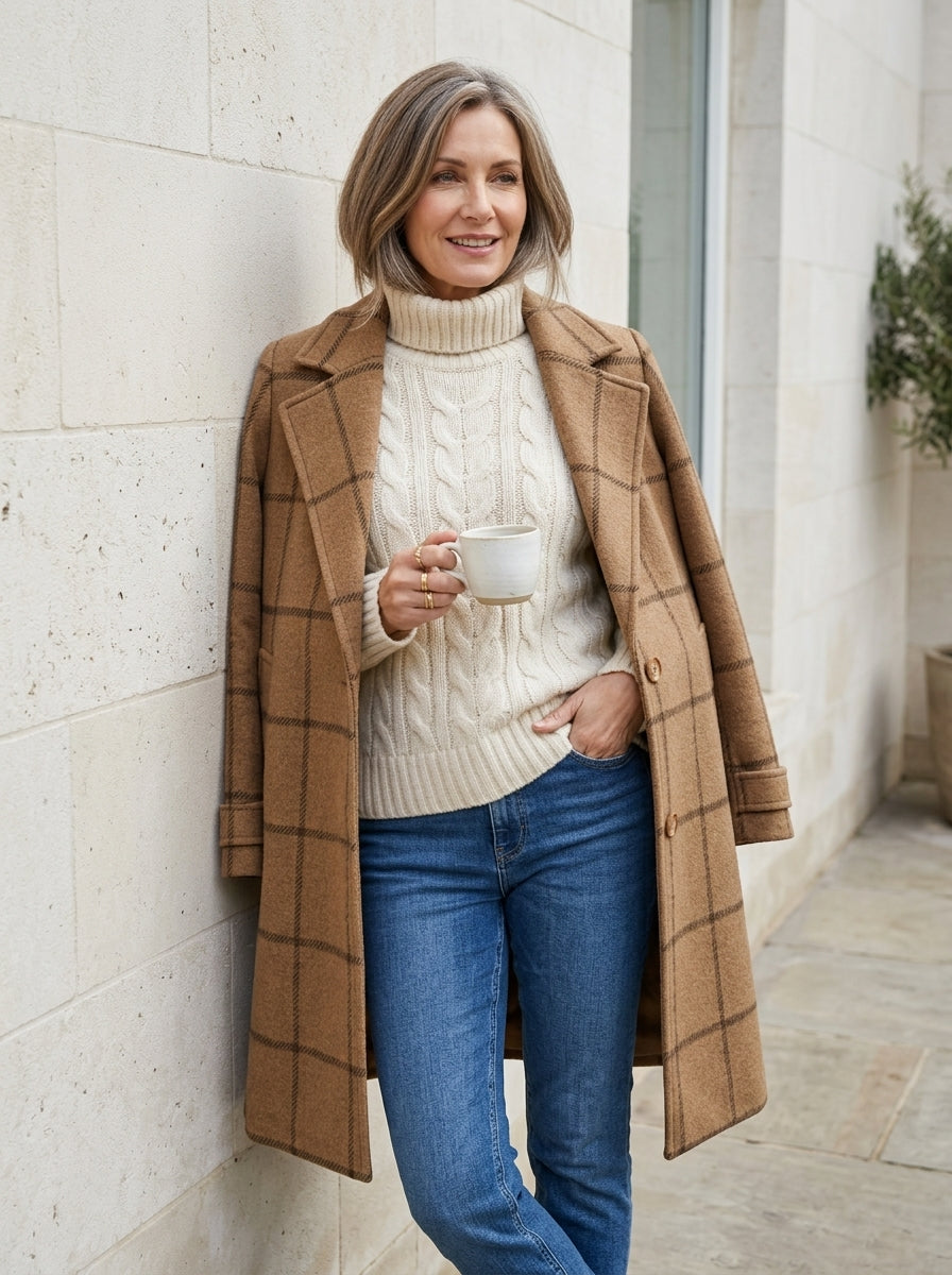 Wilshire | Long Tweed Plaid Coat