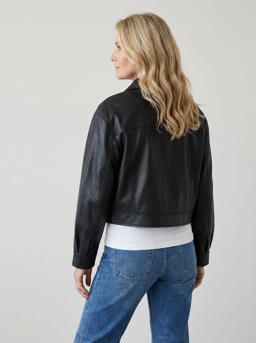 Talia™ | Short Biker Jacket in Faux Leather