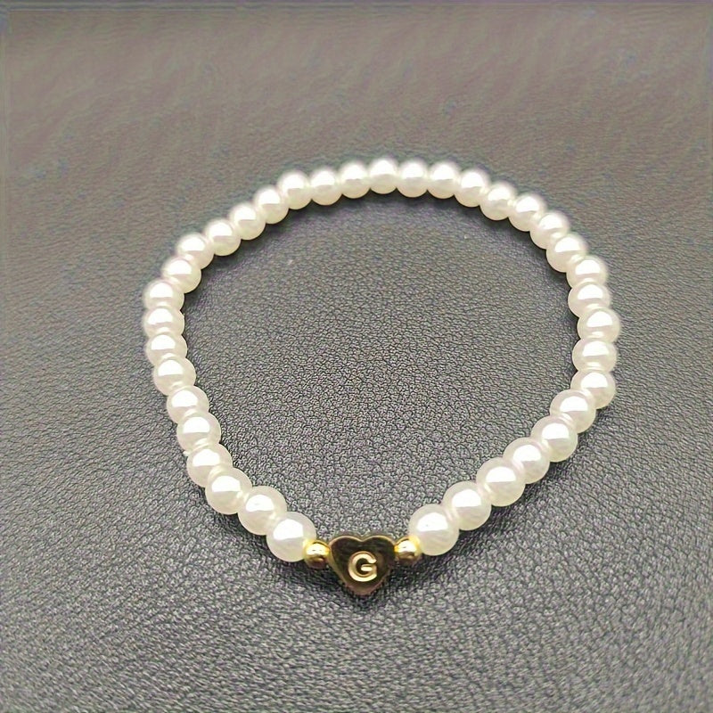 Stylish Heart Initial Bracelet (A-Z)
