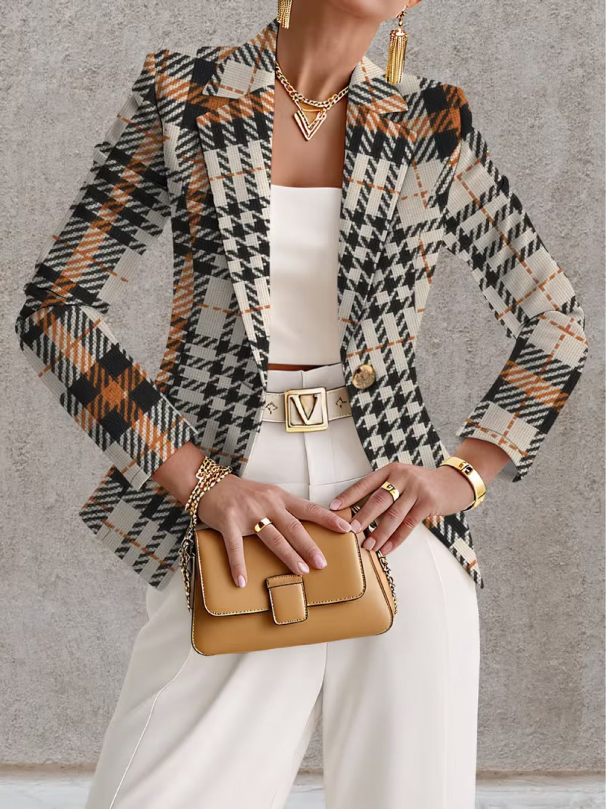 Philippa | Tailored Houndstooth Blazer