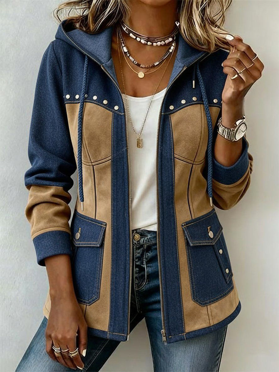Véronique Mixed-Material Hooded Jacket