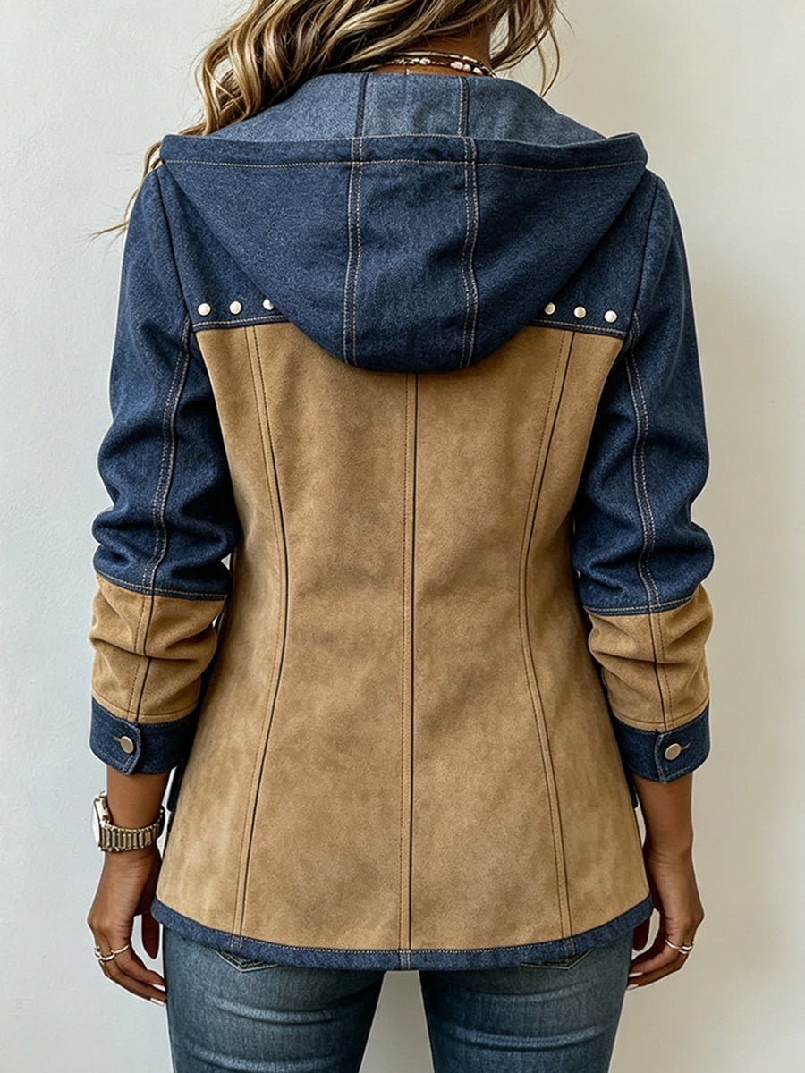 Véronique Mixed-Material Hooded Jacket