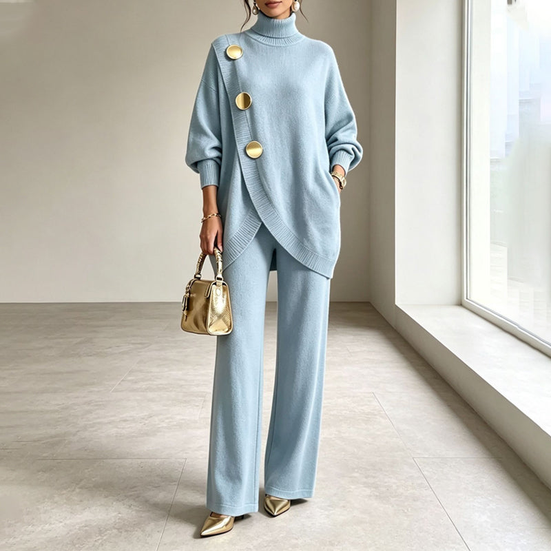 Noa | Conjunto de punto: jersey cuello alto y pantalón ancho